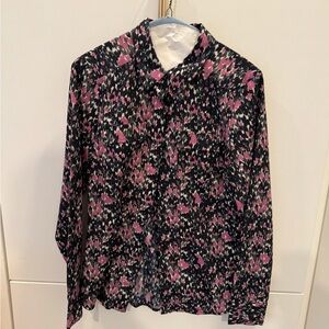 Ann Taylor Black and Pink Patterned Blouse
